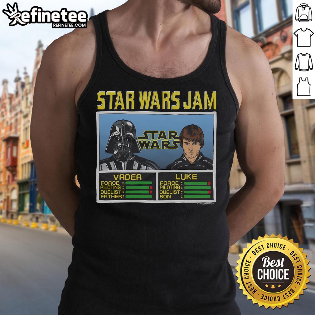 Official Star Wars Jam Vader and Luke tank top featuring iconic characters in a stylish design for fans.