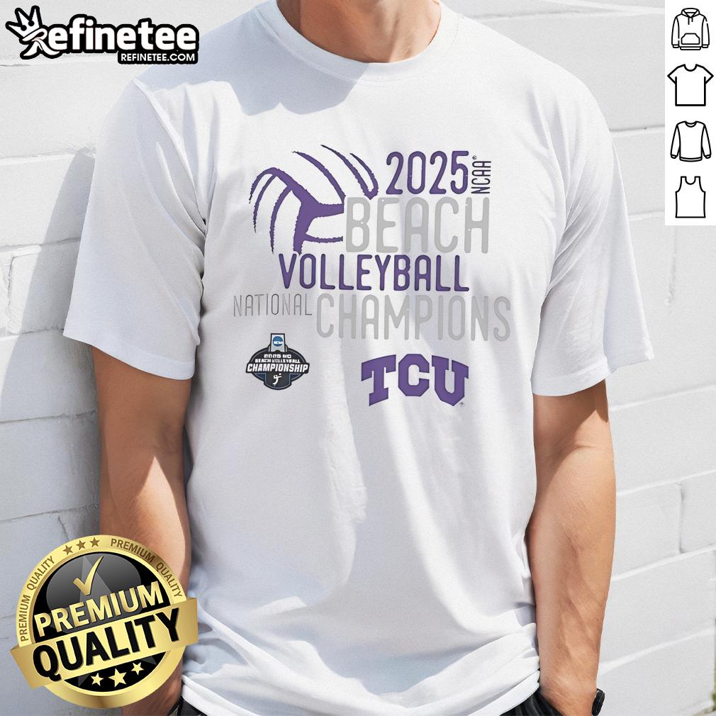 Alt Text: Official TCU Horned Frogs 2025 NCAA Beach Volleyball National Champions T-Shirt showcasing team pride and victory.