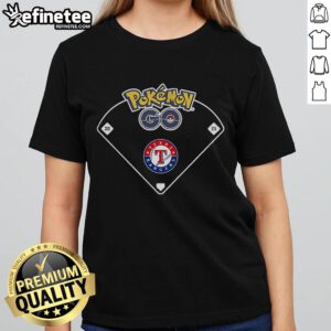 Official Texas Rangers X Pokemon Go Ballpark Ladies Tee featuring vibrant graphics and a stylish design for fans.