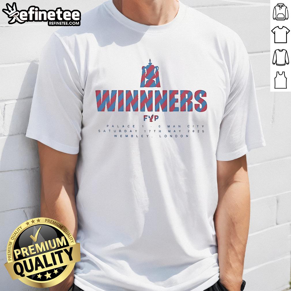 Official FA Cup Winners T-Shirt: Palace 1-0 Man City, Wembley, May 17, 2025, celebrating the historic victory.