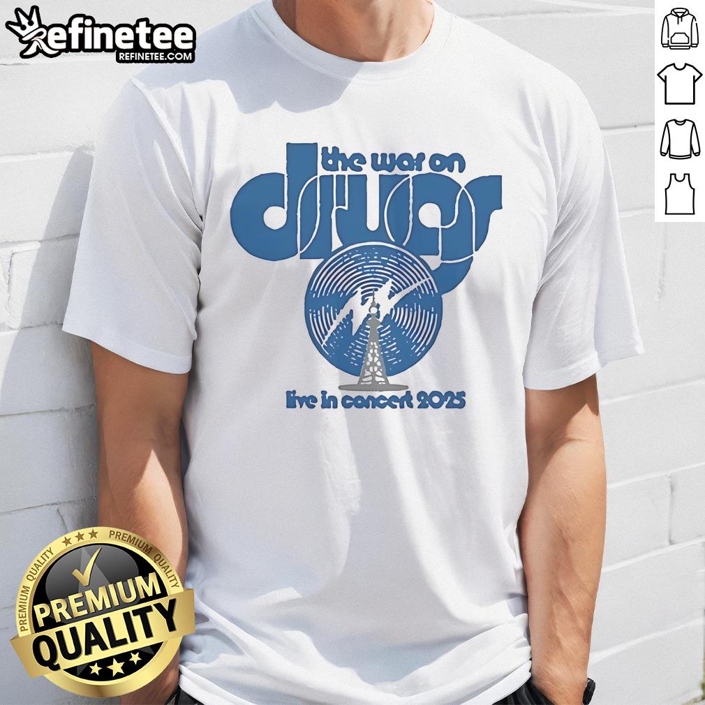 Alt Text: Official The War On Drugs Live In Concert 2025 T-Shirt featuring vibrant graphics and band logo, perfect for fans.