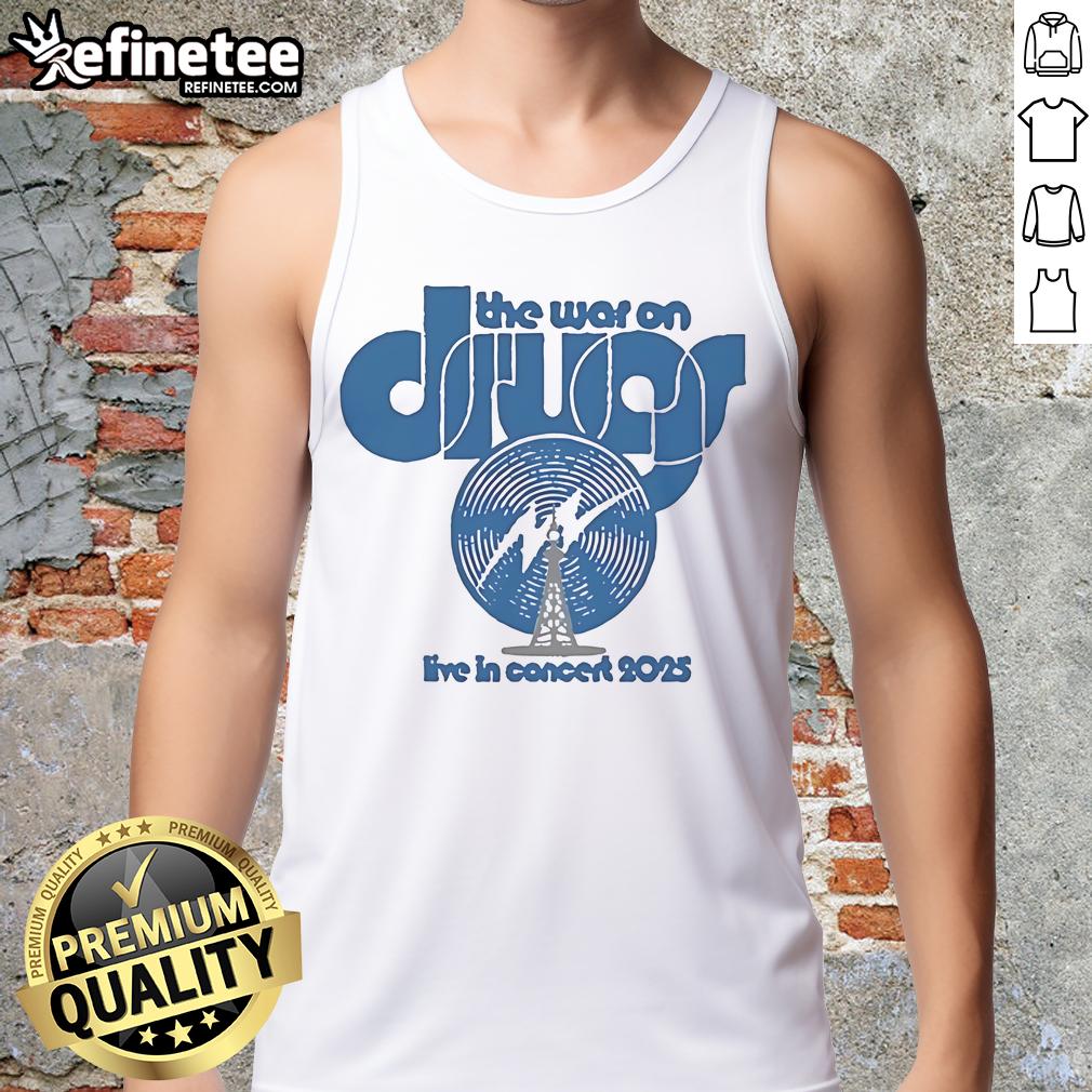 Official War On Drugs Live in Concert 2025 tank top featuring vibrant graphics and band logo, perfect for fans.