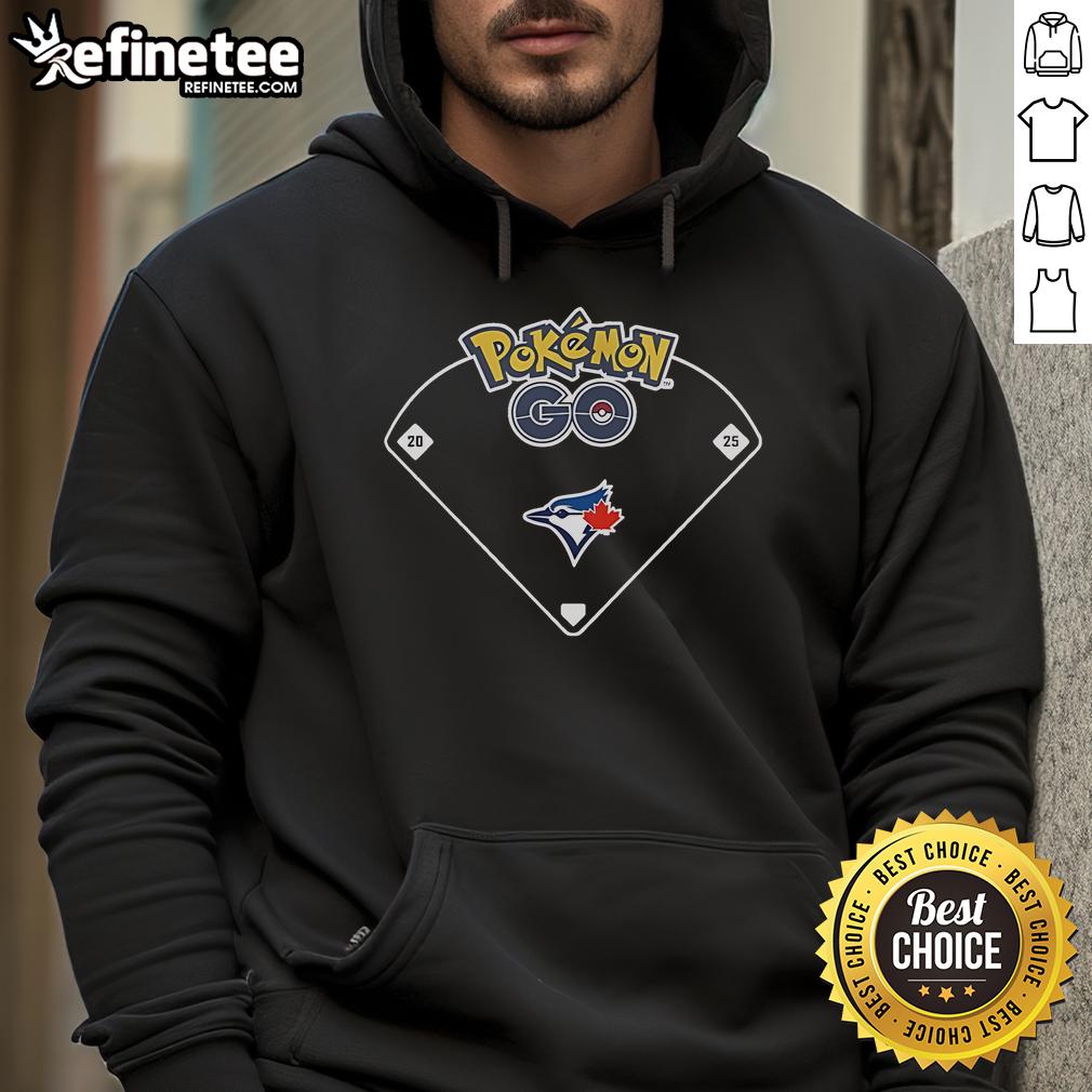 Official Toronto Blue Jays x Pokmon Go ballpark hoodie featuring vibrant graphics and team logos, perfect for fans.