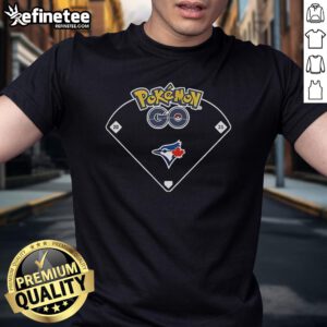 Official Toronto Blue Jays X Pokemon Go Ballpark T-Shirt featuring vibrant graphics and team logo for fans.