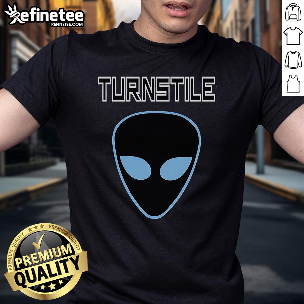 Official Turnstile Alien T-Shirt featuring a vibrant alien graphic, perfect for fans of the band and unique streetwear.