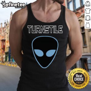 Official Turnstile Alien Tank Top featuring vibrant alien graphics on a stylish, comfortable design for fans.