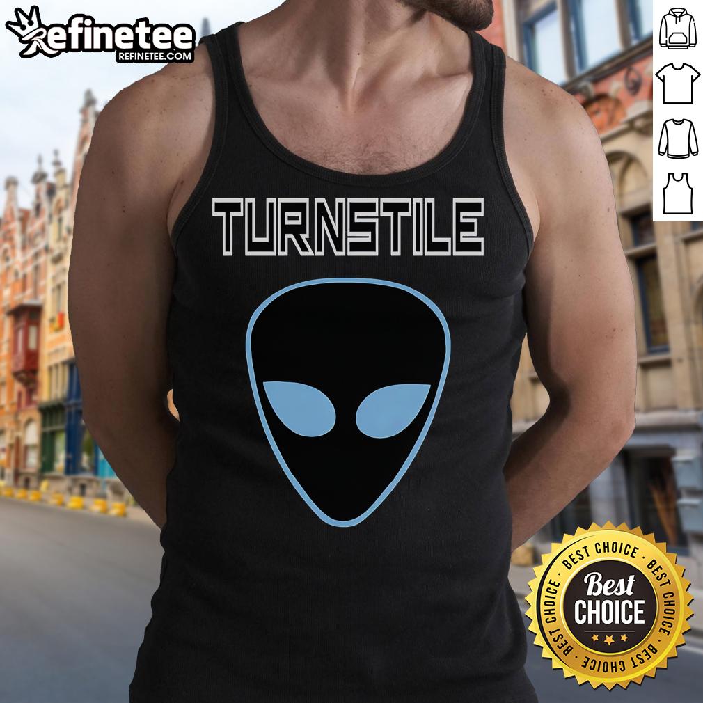 Official Turnstile Alien Tank Top featuring vibrant alien graphics on a stylish, comfortable design for fans.