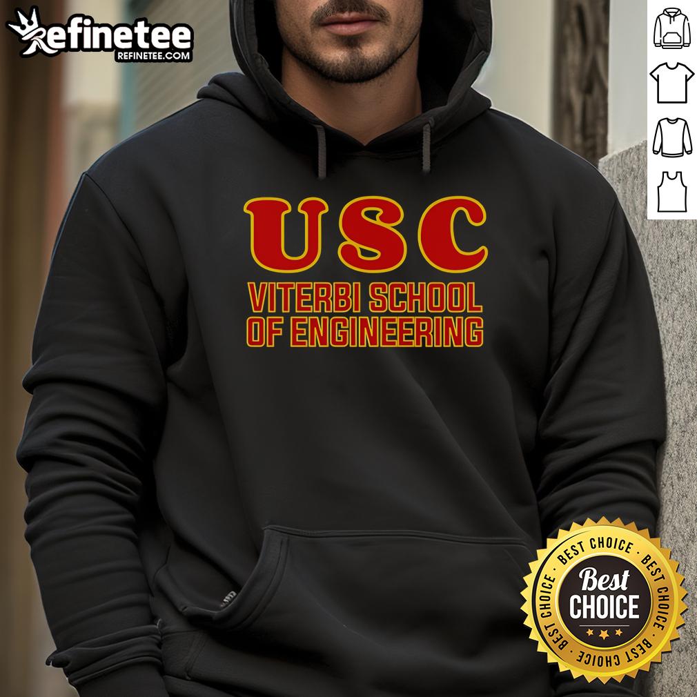Official USC Viterbi School of Engineering hoodie in cardinal and gold, showcasing school pride and engineering excellence.