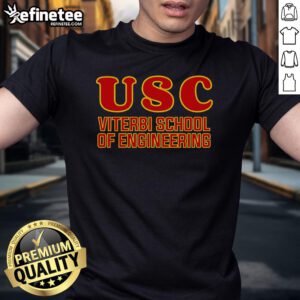 Official USC Viterbi School of Engineering T-shirt featuring the school logo and vibrant colors for students and alumni.