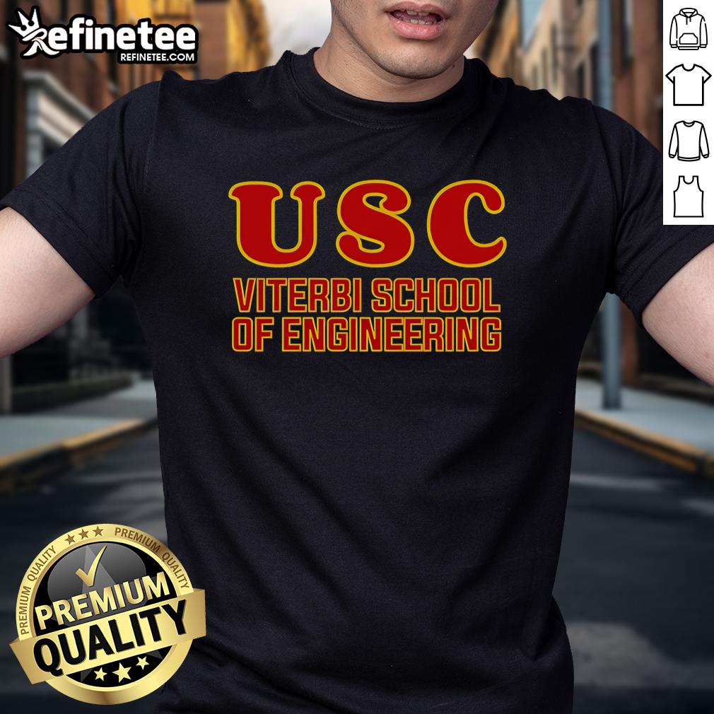 Official USC Viterbi School of Engineering T-shirt featuring the school logo and vibrant colors for students and alumni.