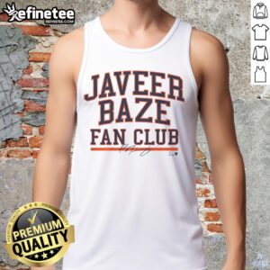Premium Javier Baez Fan Club tank top featuring bold graphics, perfect for baseball fans and stylish summer wear.