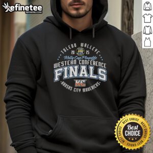 Premium Toledo Walleye 2025 Western Conference Finals Circle Hoodie in navy blue, featuring team logo and stylish design.