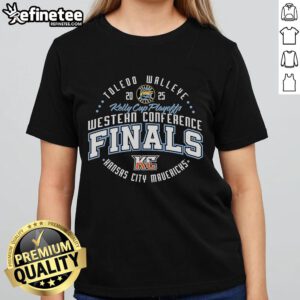 Premium Toledo Walleye 2025 Western Conference Finals Circle Ladies Tee showcasing team spirit and vibrant design.
