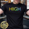 Top Bloc Party High Pride Rainbow T-Shirt featuring vibrant colors and a bold design, perfect for Pride celebrations.