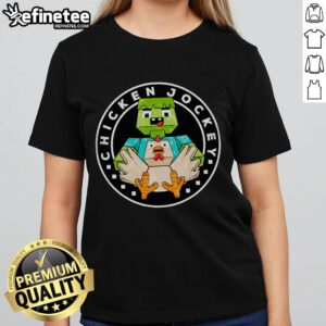 Top Chicken Jockey Cube Solver Minecraft Ladies Tee featuring a fun graphic design, perfect for gamers and fans.