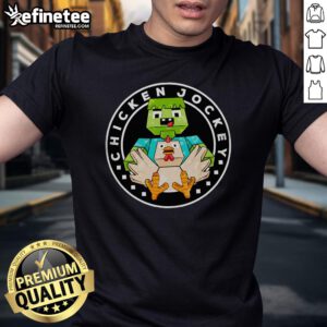Top Chicken Jockey Cube Solver Minecraft T-Shirt featuring vibrant graphics of a chicken and cube design.