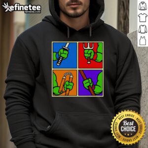 Awesome Teenage Mutant Ninja Turtles Ninja Weapons Hoodie featuring vibrant graphics of iconic TMNT characters and weapons.