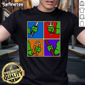 Awesome Teenage Mutant Ninja Turtles Ninja Weapons T-Shirt featuring iconic characters and their signature weapons.