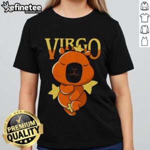 Cute Capybara Virgo Ladies Tee featuring an adorable capybara design, perfect for Virgo zodiac sign lovers.