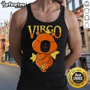 Adorable capybara graphic on a stylish Virgo tank top, perfect for astrology lovers and fashion enthusiasts.