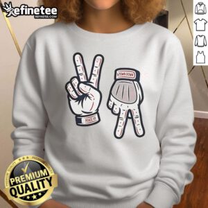 Alt Text: Chris Sale wearing a Nice Peace Up A Town Down sweatshirt, showcasing sporty style and team spirit.
