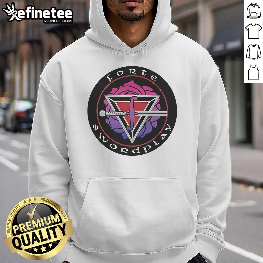 Alt Text: Nice Forte Swordplay Logo Hoodie featuring a stylish design and vibrant colors, perfect for fans of swordplay.