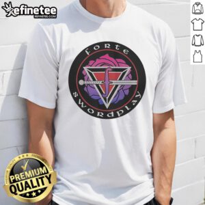 Alt Text: Nice Forte Swordplay Logo T-Shirt featuring a bold swordplay graphic on a stylish tee for enthusiasts.