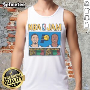 Nice Indiana Pacers NBA Jam tank top featuring Haliburton and Mathurin, perfect for fans of the team.