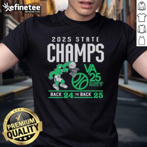 Nice South Lakes Boys Basketball 2025 State Champs Richmond Back To Back 24-25 T-Shirt design featuring team colors and logo.