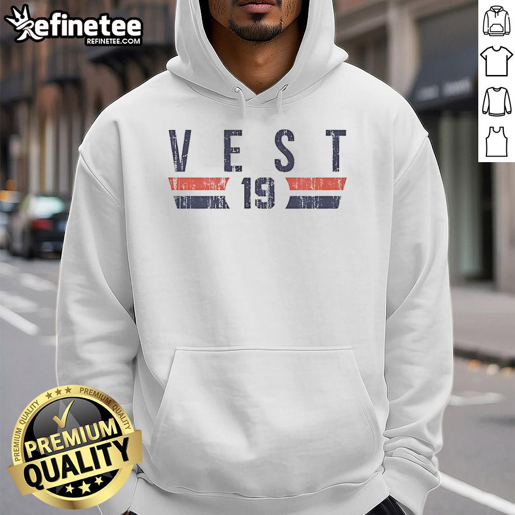 Alt Text: Vintage hoodie featuring Nice Will Vest 19 Detroit font, perfect for casual wear and showcasing Detroit pride.