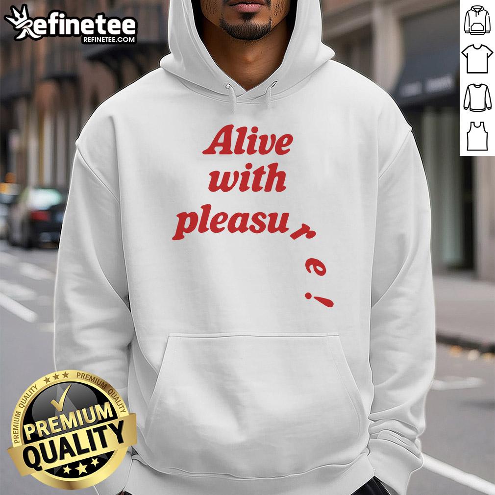 Official Alive With Pleasure Hoodie in black, featuring a stylish graphic design perfect for casual wear.