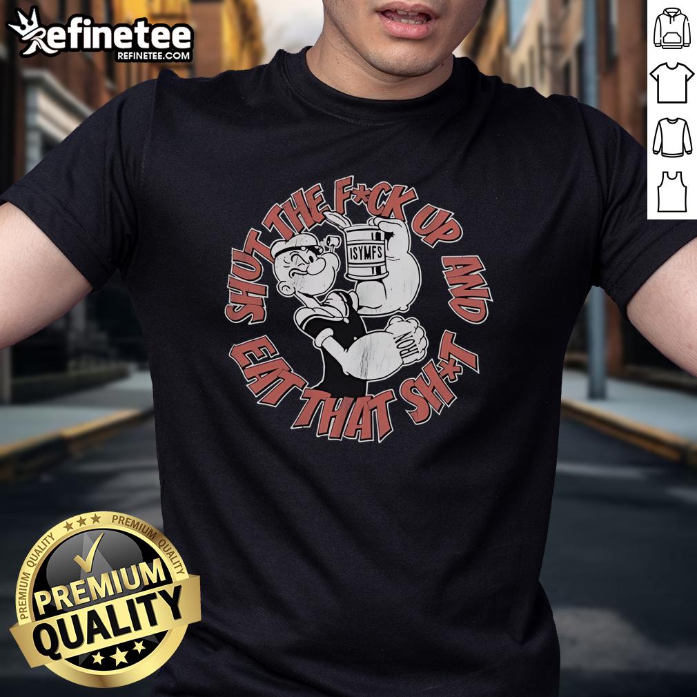 Alt Text: Official Ct Fletcher Shut The Fck Up And Eat That Shit Iron Diet T-Shirt featuring bold graphic design and motivational quote.