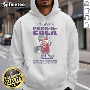 Alt Text: Official Call of Duty Ice Cold Perk-A-Cola Hoodie displayed on a hanger, showcasing its unique gaming-inspired design.