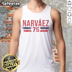 Vintage Carlos Narvaez 75 Boston Font Tank Top showcasing a stylish design perfect for casual wear.