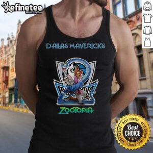 Official Dallas Mavericks Zootopia 2 tank top featuring vibrant graphics and team logo, perfect for fans and summer wear.
