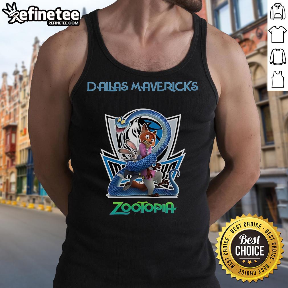 Official Dallas Mavericks Zootopia 2 tank top featuring vibrant graphics and team logo, perfect for fans and summer wear.