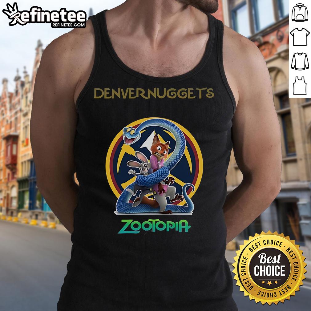 Alt Text: Official Denver Nuggets Zootopia 2 tank top featuring vibrant graphics and a stylish design for fans.
