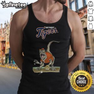 Official Detroit Tigers Tiny Turnip Velociraptor Tank Top featuring a fun dinosaur design for fans and summer wear.