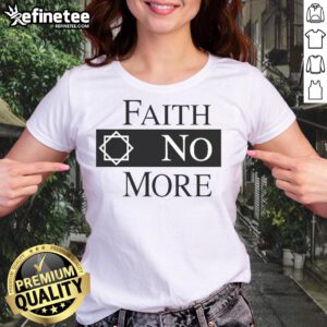 Official Faith No More classic logo on a white ladies tee, perfect for fans of the iconic rock band.