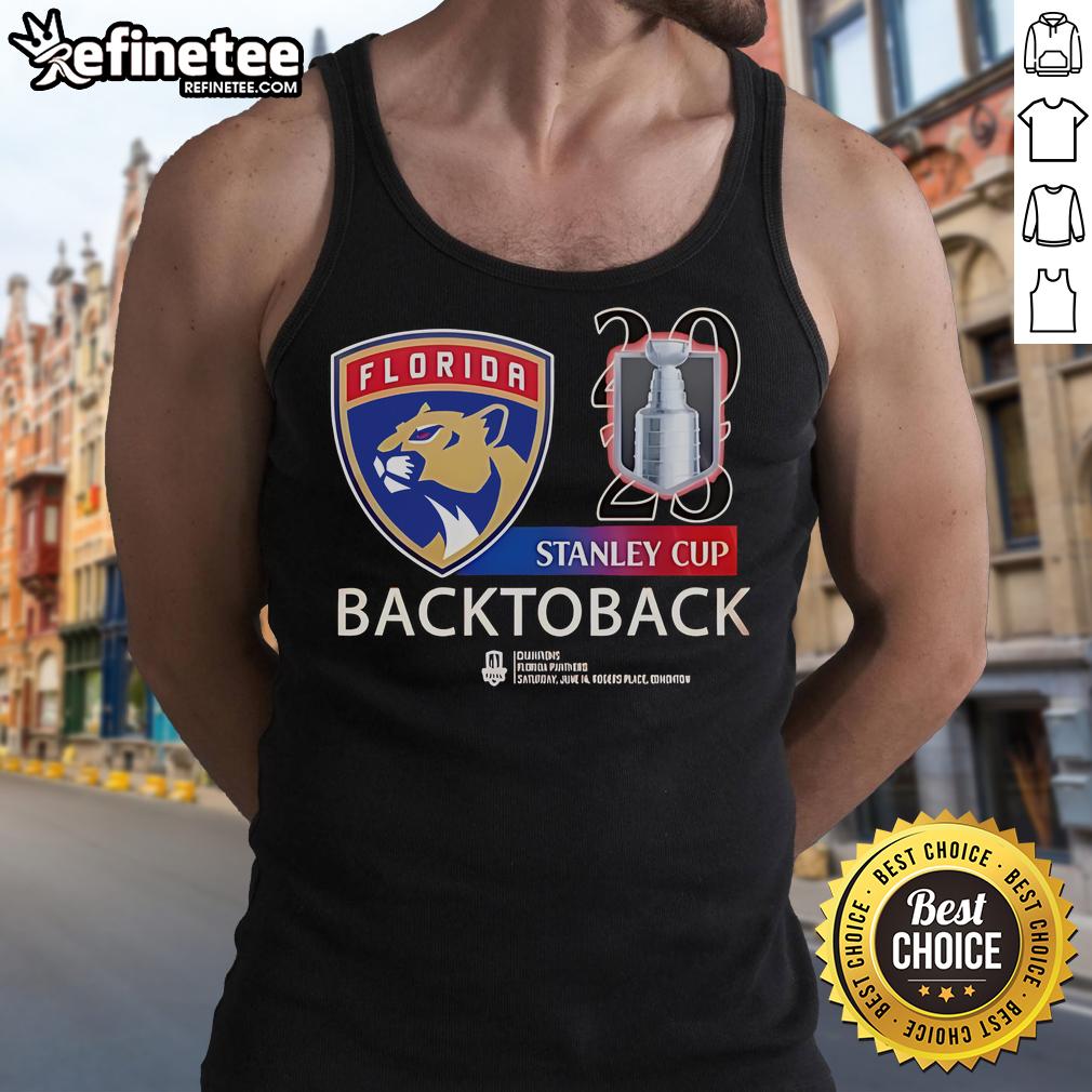 Alt Text: Official Florida Panthers National Hockey back-to-back champions 2025 tank top featuring team logo and vibrant design.