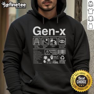 Funny Gen X hoodie featuring the Official Gen X label, perfect for nostalgic fans of Generation X culture.