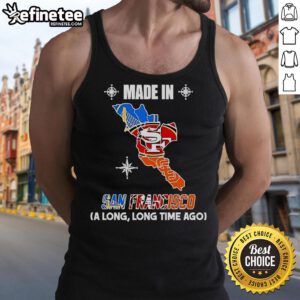 Golden State 49ers Giants tank top featuring vintage logos in a map design, made in San Francisco.