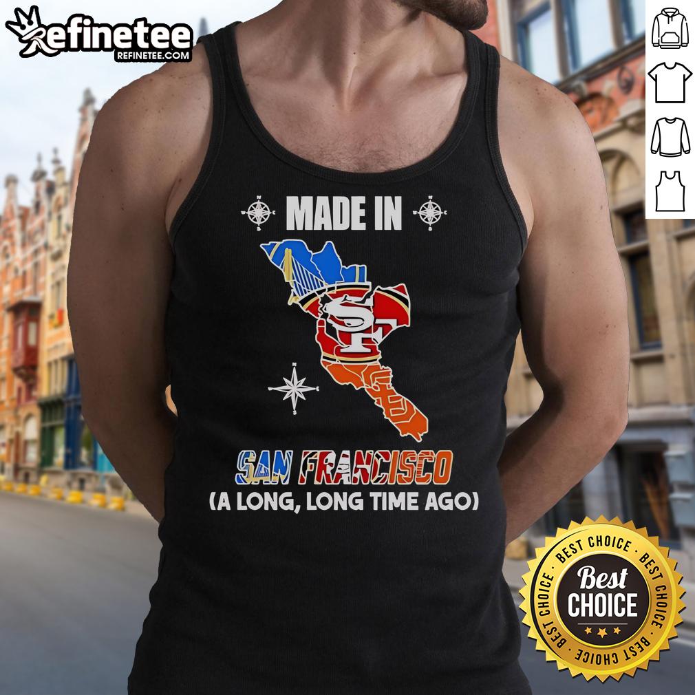 Golden State 49ers Giants tank top featuring vintage logos in a map design, made in San Francisco.
