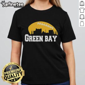 Official Green Bay City Skyline Football Ladies Tee featuring stylish skyline design and team colors for fans.