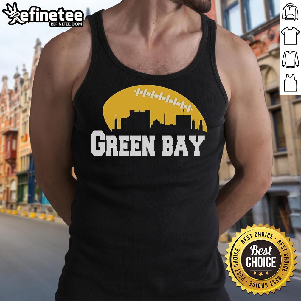 Official Green Bay City Skyline Football Tank Top featuring a stylish skyline design and vibrant team colors.