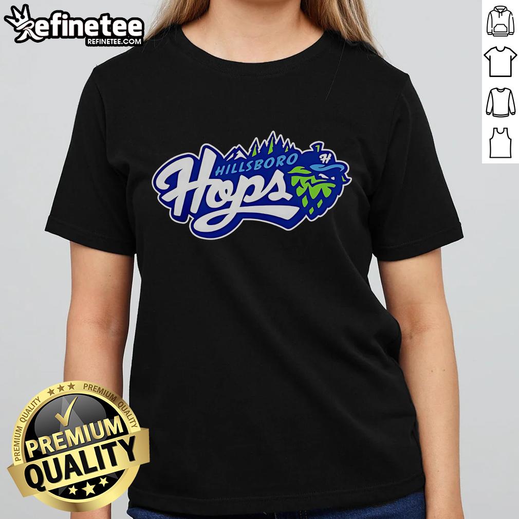 Official Hillsboro Hops Champion Primary Logo on a stylish ladies tee, perfect for fans of the Hillsboro Hops baseball team.