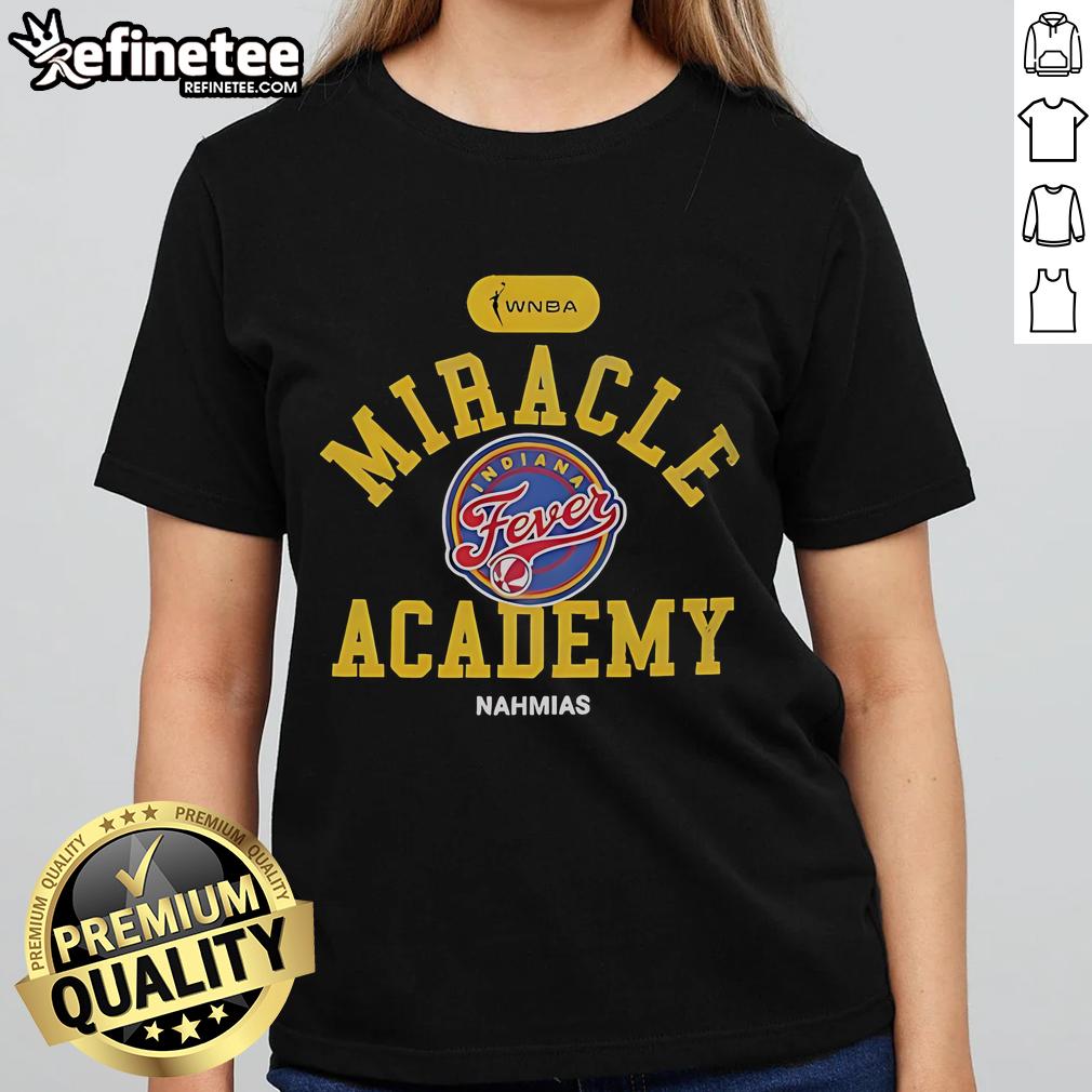 Alt Text: Official Indiana Fever Miracle Academy NBA Collection Ladies Tee in vibrant colors, perfect for fans and casual wear.