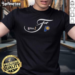 Official Indiana Pacers Sportiqe 2025 NBA Finals Bingham T-Shirt featuring team colors and logo, perfect for fans.