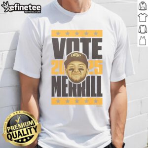Official Jackson Merrill 2025 Vote T-Shirt featuring bold design and campaign logo for supporters and enthusiasts.