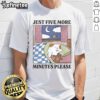 Alt Text: Just Five More Minutes Please Cat T-Shirt featuring a playful cat design, perfect for feline lovers and casual wear.